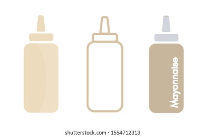 Mayonnaise squeeze bottles vector icon illustration