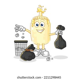 the mayonnaise Throw garbage mascot. cartoon vector
