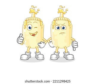 the mayonnaise thumbs up and thumbs down. cartoon mascot vector