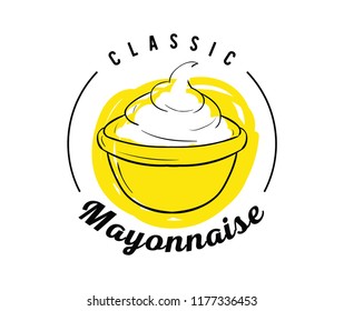 Mayonnaise typography. Logo design. Usable for sauce or cream products.