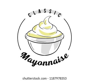 Mayonnaise typography. Logo design. Usable for sauce or cream products.