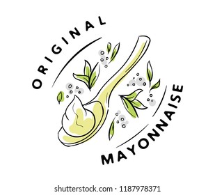 Mayonnaise typography. Logo design. Usable for sauce or cream products.