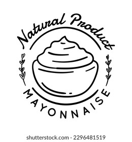 Mayonnaise Typography Sign Thin Line Badge Label. Vector illustration of Natural Product Mayo Promotion and Marketing Concept