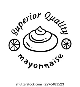 Mayonnaise Typography Sign Thin Line Badge Label Element Design. Vector illustration of Superior Quality Mayo Promotion Concept