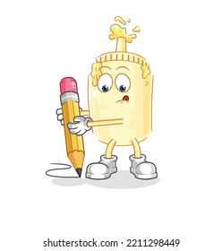 the mayonnaise write with pencil. cartoon mascot vector