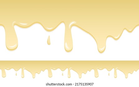 Mayonnaise, yogurt cream or creamy liquid melting and flowing. Simple cartoon design. Template for banner or poster.