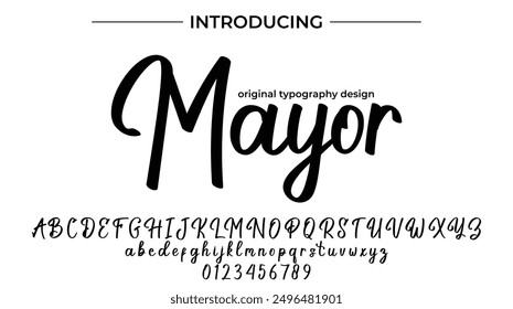 Mayor Font Stylish brush painted an uppercase vector letters, alphabet, typeface