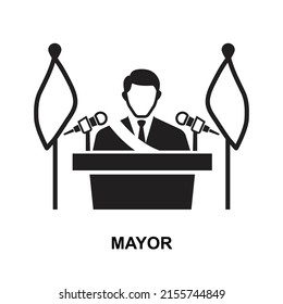 Mayor Icon Isolated On White Background Vector Illustration.