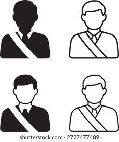 Mayor icon vector illustration set, mayor silhouette icon, mayor line outline vector, mayor filled minimal design, modern vector illustration, isolated professional icon pack