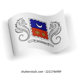 Mayotte flag bended and lying on white background