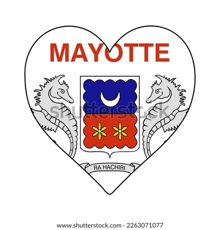 Mayotte Heart Shape Flag. Love Mayotte. Visit Mayotte. Eastern Africa. African Union. Vector Illustration Graphic Design.