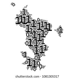 Mayotte Island Map mosaic icon of one and zero digits in different sizes. Vector digits are composed into Mayotte Island Map collage design concept.
