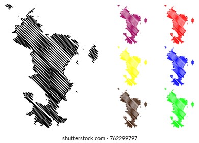 Mayotte  island map vector illustration, scribble sketch Department of Mayotte 