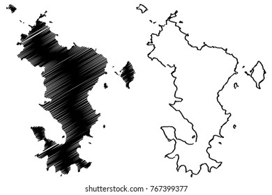 Mayotte  island map vector illustration, scribble sketch Department of Mayotte 