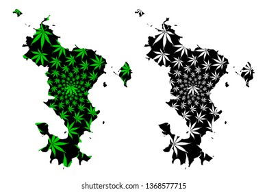 Mayotte - map is designed cannabis leaf green and black, Department of Mayotte map made of marijuana (marihuana,THC) foliage,