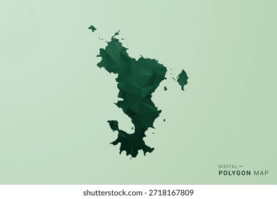 Mayotte Map - Green Polygon Style Vector Illustration, Low Poly Geometric Design with Clean Silhouette on soft green Background.