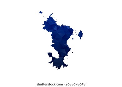 Mayotte Map - Polygon Style Vector Illustration in Dark Blue Gradient, Low Poly Geometric Design, Isolated on White Background for Infographics and Education.