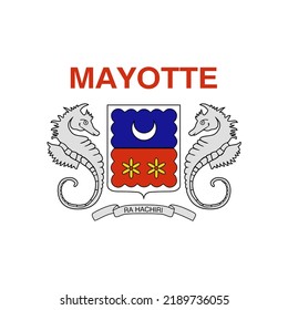 Mayotte or Overseas Community has
The unofficial local flag consists of white color with the coat of arms of the archipelago with the words "MAYOTTE" in red capital letters.