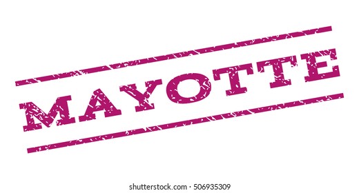 Mayotte watermark stamp. Text caption between parallel lines with grunge design style. Rubber seal stamp with unclean texture. Vector purple color ink imprint on a white background.