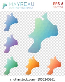 Mayreau geometric polygonal maps, mosaic style island collection. Delicate low poly style, modern design. Mayreau polygonal maps for infographics or presentation.