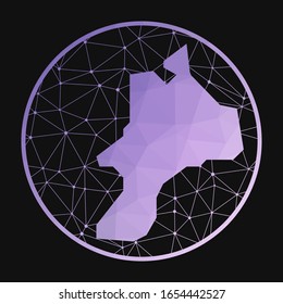 Mayreau icon. Vector polygonal map of the island. Mayreau icon in geometric style. The island map with purple low poly gradient on dark background.