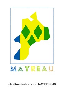 Mayreau Logo. Map of Mayreau with island name and flag. Astonishing vector illustration.