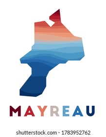 Mayreau map. Map of the island with beautiful geometric waves in red and blue colors. Vivid Mayreau shape. Vector illustration.
