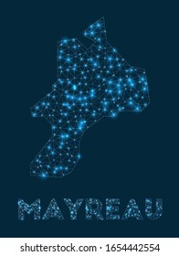 Mapa de la red de Mayreau. Mapa geométrico abstracto de la isla. Conexión a Internet y diseño de telecomunicaciones. Ilustración vectorial creativa.
