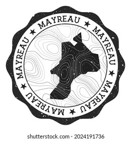 Mayreau outdoor stamp. Round sticker with map of island with topographic isolines. Vector illustration. Can be used as insignia, logotype, label, sticker or badge of the Mayreau.