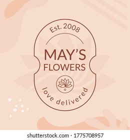 May's flower vector emblem template isolated on pastel background.