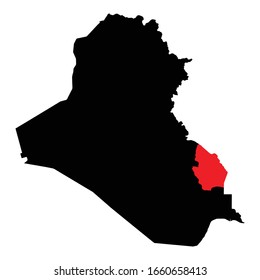 Maysan Governorate highlighted on Iraq map Vector EPS 10