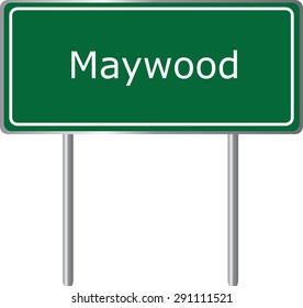 Maywood , California, road sign green vector illustration, road table, USA city