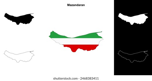 Mazandaran province outline map set