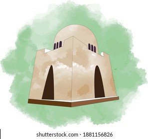 Mazar E Quaid, mausoleo de Jinnah en acuarela