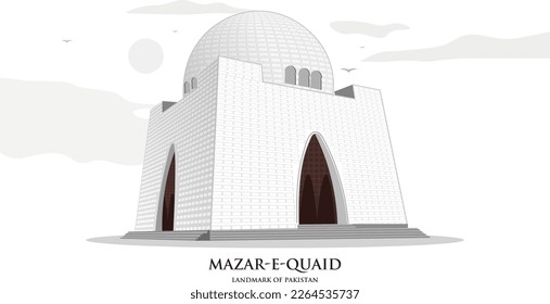 Mazar e Quaid, Karachi, Punjab, Pakistan auf weißem Hintergrund.