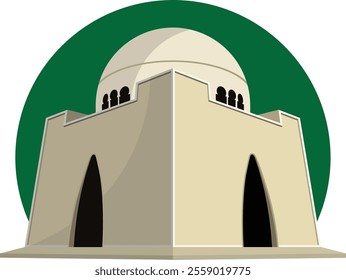 Mazar e Quaid vector illustration. Pakistan national flag. Quaid e Azam mausoleum, Quaid e Azam Mizar and Tomb