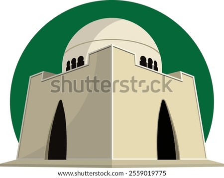 Mazar e Quaid vector illustration. Pakistan national flag. Quaid e Azam mausoleum, Quaid e Azam Mizar and Tomb