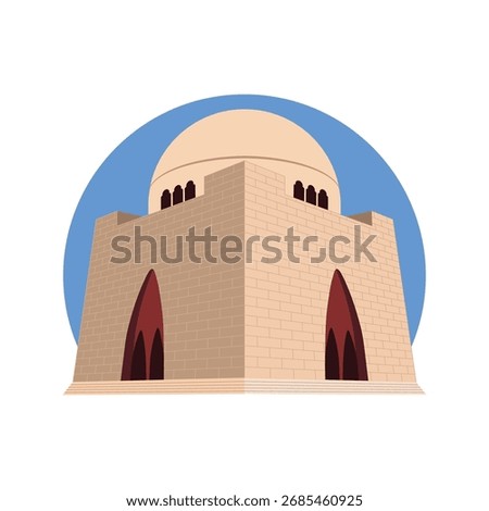 Mazar e Quaid vector illustration. Pakistan national flag. Quaid e Azam mausoleum, Quaid e Azam Mizar and Tomb