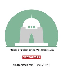 Mazar-e-Quaid with isolated background vector illustration