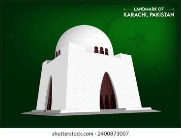 Mazar-e-Quaid , Landmark of Karachi, Pakistan, Vector illustration.