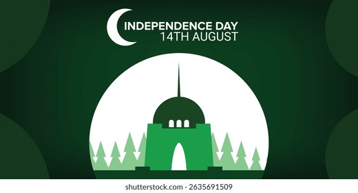 Mazar-e-Quaid landscape, pakistan  independance day, social media banner, flyer template