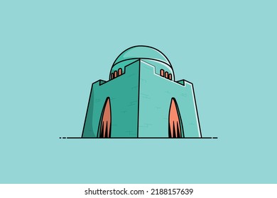 Mazar-e-quaid vector icon illustration situated in Karachi. Flat cartoon style suitable for banner and flyer.