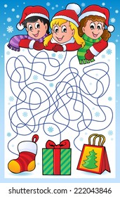 Maze 10 with Christmas theme - eps10 vector illustration.
