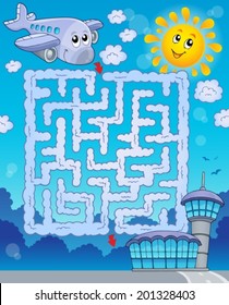 Maze 2 con avión - ilustración vectorial eps10.