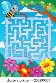 Maze 2 with bee and flowers - eps10 vector illustration.