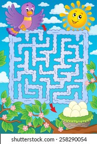 Maze 2 with bird theme - eps10 vector illustration.