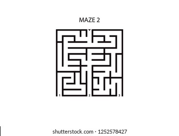 Maze 2 with three possible outcomes and one correct answer on white background