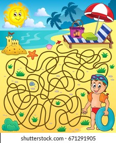 Maze 28 con temática playa 2 - eps10 ilustración vectorial.