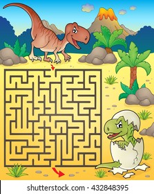 Maze 3 mit Dinosaurier Thema 2 - eps10 Vektorgrafik.