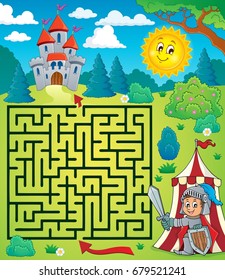 Maze 3 con tema knight - ilustración vector eps10.